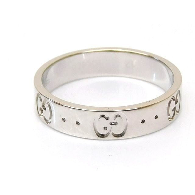 Gucci 115 Iconic Ring 18K White Gold Togo Vintage Gucci6 E6