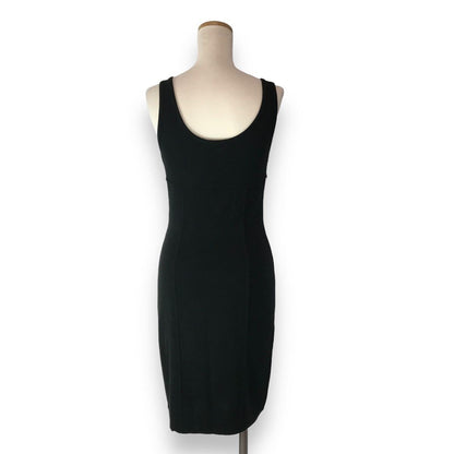 CHANEL CC Logo Sleeveless Knit Dress Black — view 4