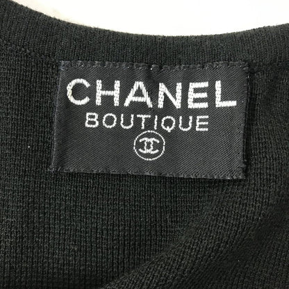 CHANEL CC Logo Sleeveless Knit Dress Black — view 9