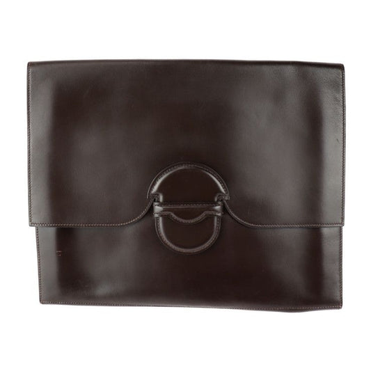 Hermes Clutch Bag Box Calf Dark Brown FACO GM 35 Second Document