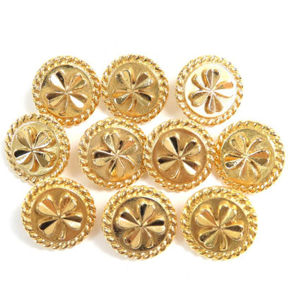 CHANEL Vintage Four Leaves Clover Flower Floral Buttons Set Of 10 Gold Women's