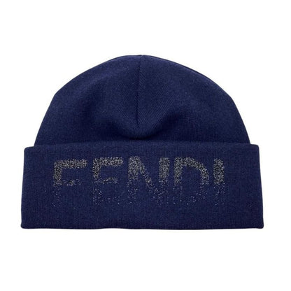 Fendi Knit Cap Fxq334 Arhd S M Lame Logo Navy
