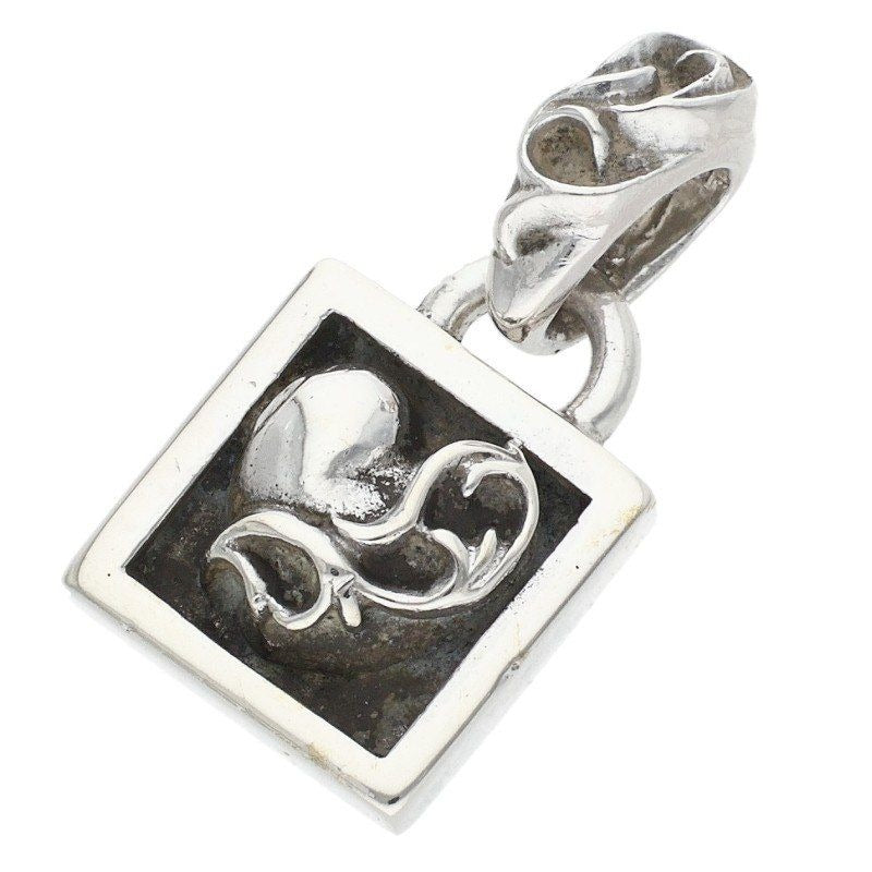 Chrome Hearts Framed Heart Charm Silver Necklace Top