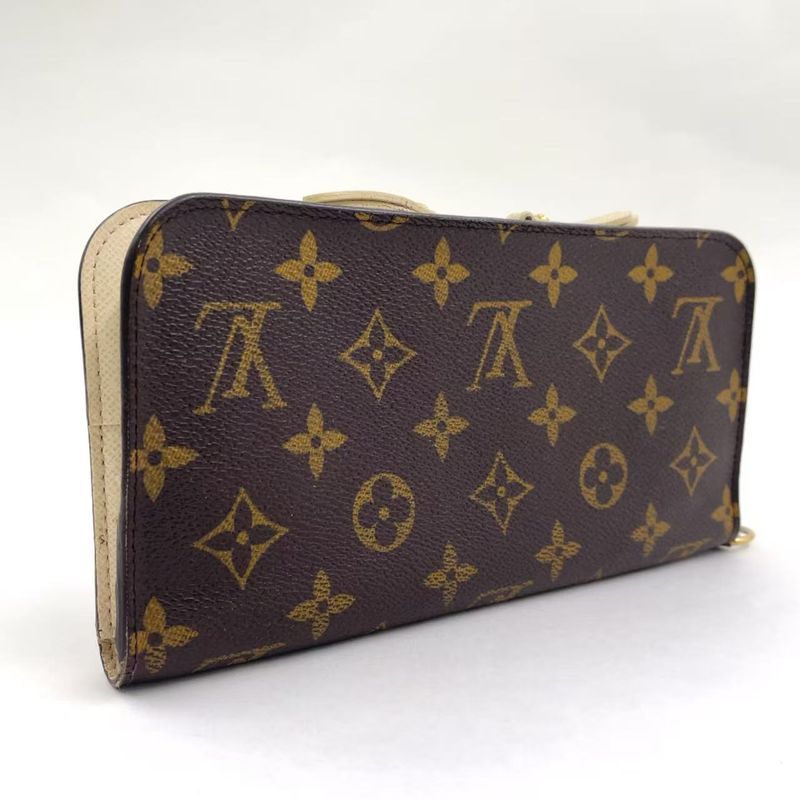 Louis Vuitton Portefeuille Antholite Monogram PVC Brown Folded Long Wallet Gold