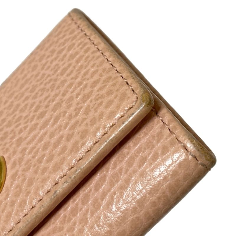 Gucci Key Case GG Marmont 456118 Pink Beige 6 Hooks Leather