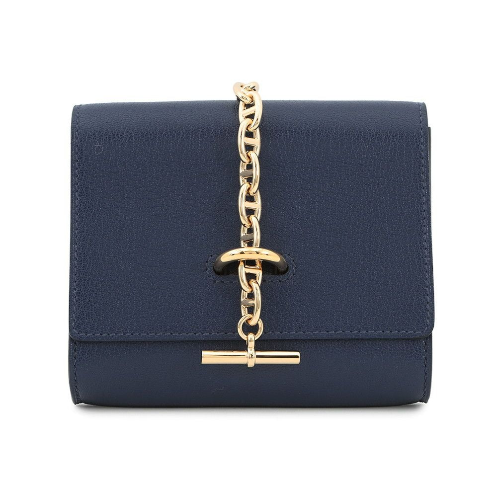 Hermes Shoulder Wallet Chaine D'ancre Compact Blue Sapphire Gold Saffiano