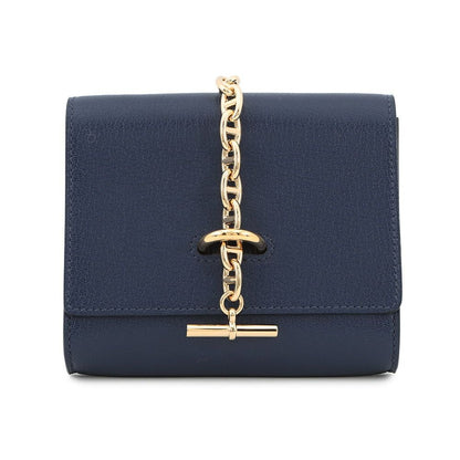 Hermes Shoulder Wallet Chaine D'ancre Compact Blue Sapphire Gold Saffiano