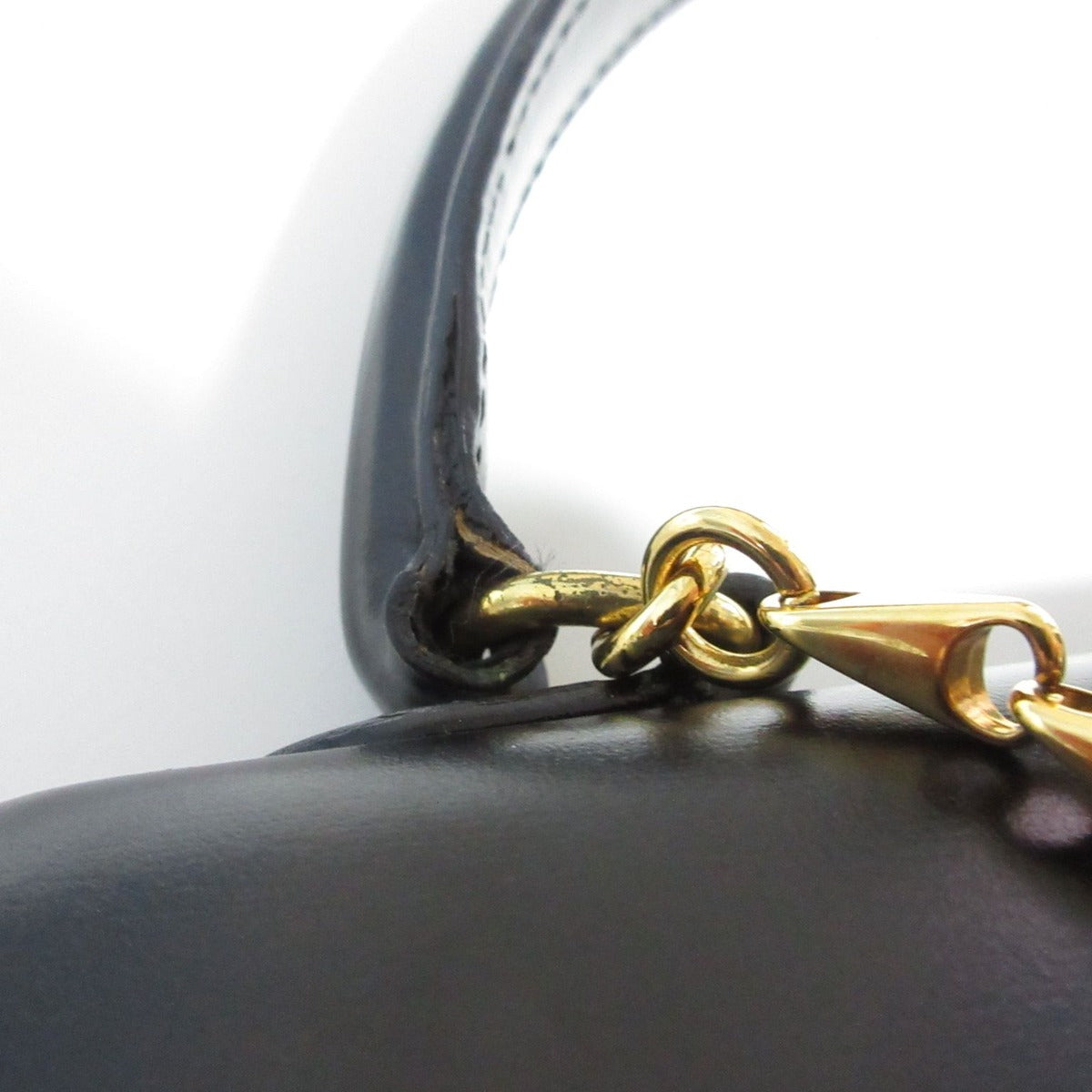 Celine Leather Chain Lock Handbag 2-Way Shoulder Black — view 16
