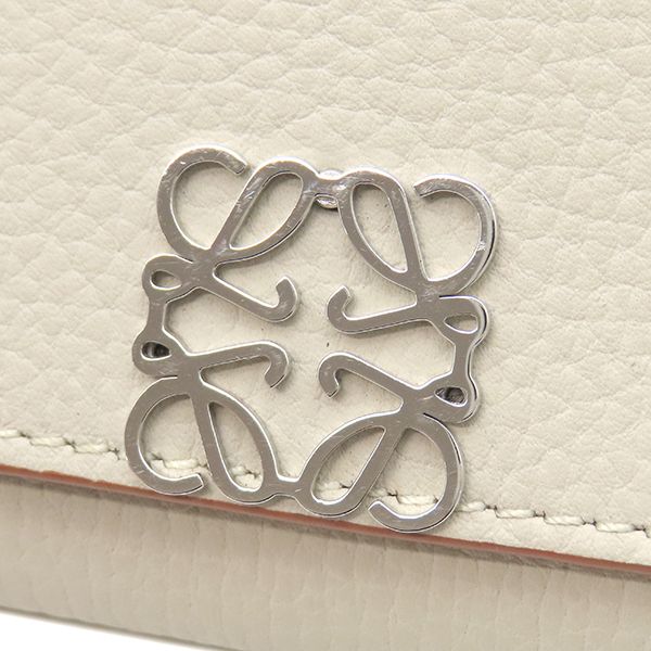 Loewe Card Case Square Coin Card Holder Pepple Grain Calf Rye Togo Roasted