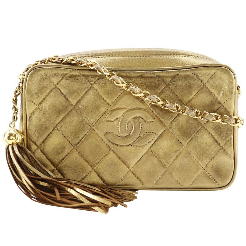 Chanel Fringe Chain Shoulder Matelasse A03727 Lambskin Gold Ladies Shoulder Bag