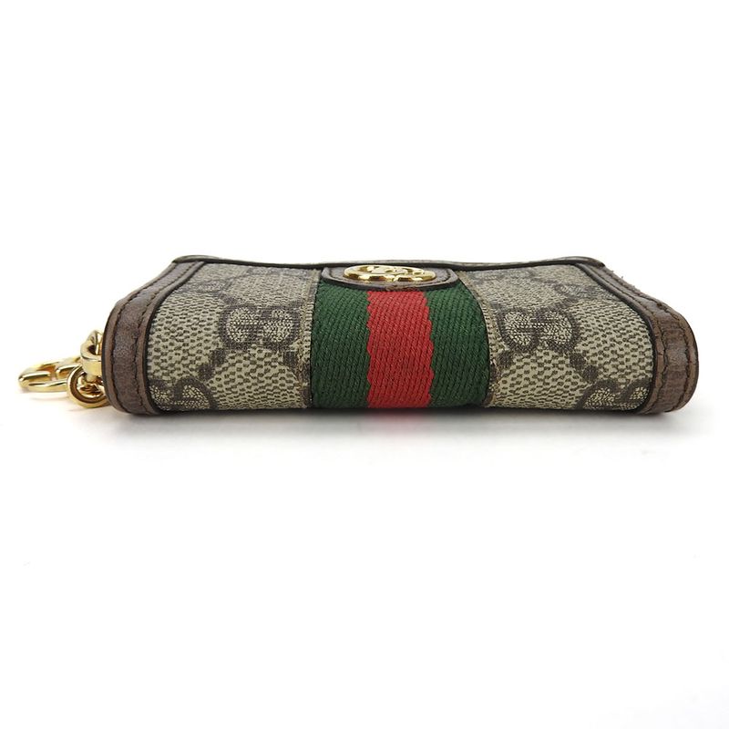 Gucci Key Case Off Dear 523157 Sherry Line GG Supreme Canvas Leather Beige Gold