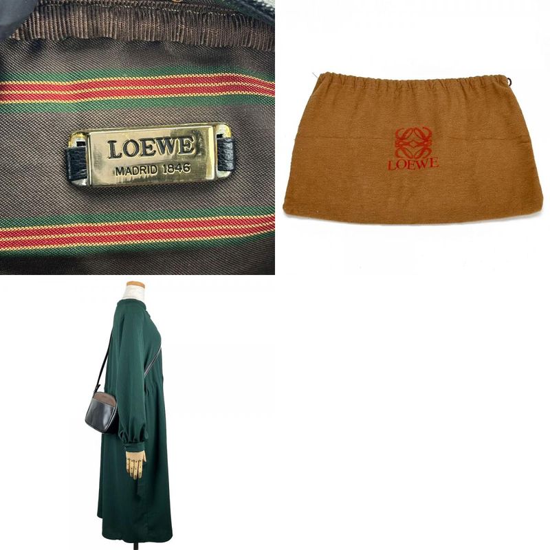 Loewe Shoulder Bag Velasquez Leather Black Brown Gold Hardware Crossbody Chic