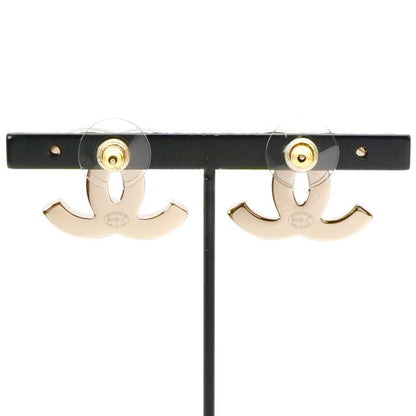 Chanel Earrings Earring Gold Black Pink Coco Mark Bicolor