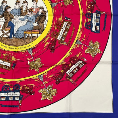 Hermes Scarf Carre 90 JEU DES Omnibus ET Dames Blanches Omnibus And The Lady's