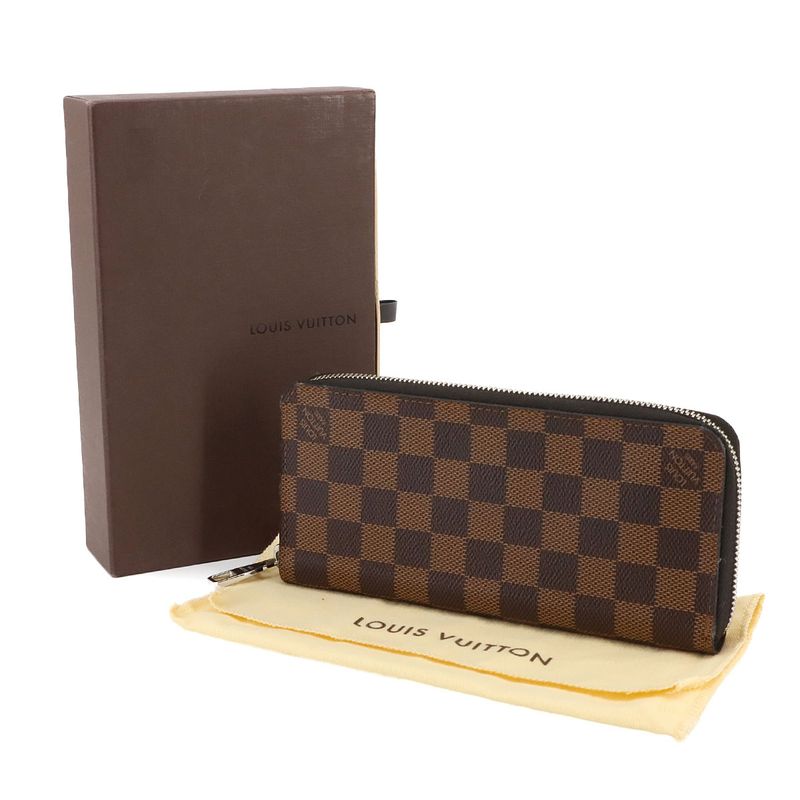 Louis Vuitton Damier Zippy Wallet Vertical Round Zipper Long Wallet Ebène