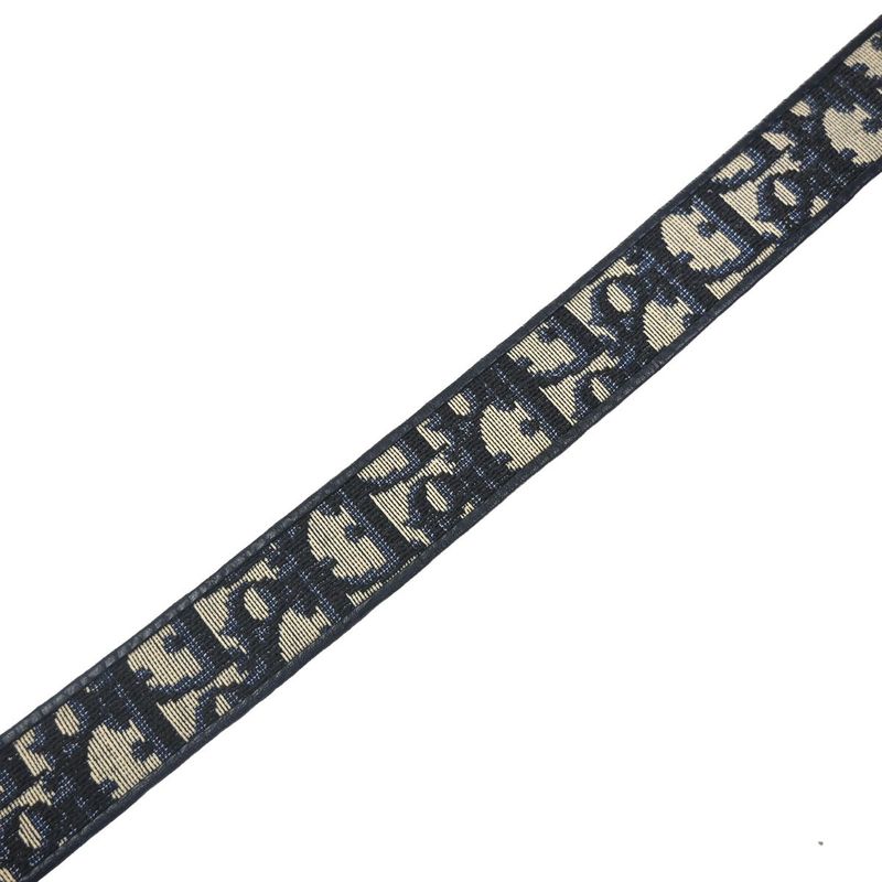 Christian DIOR Belt Logo Canvas Leather 65 Navy 69bs267