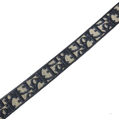 Christian DIOR Belt Logo Canvas Leather 65 Navy 69bs267