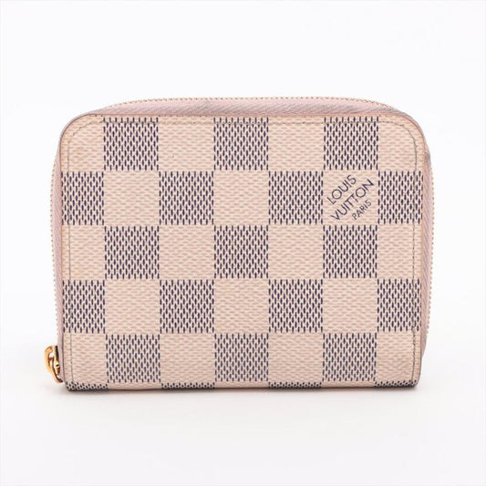 Louis Vuitton Damier Azure Zippy Coin Purse Coin Case Coin Case N60229 Ivory ×