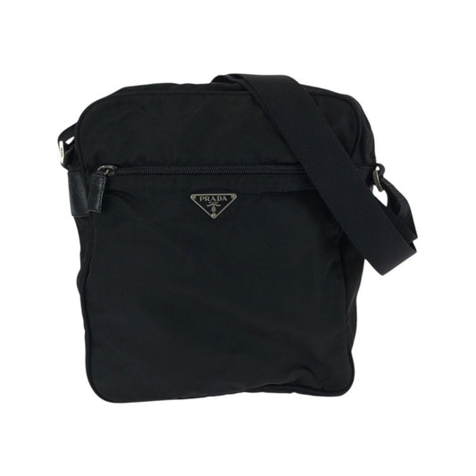 Prada Tessuto Black Silver Nylon Shoulder Bag Pochette