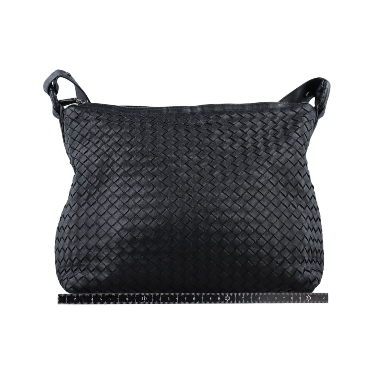 Bottega Veneta Intrecciato Black Lambskin Messenger Bag — view 2