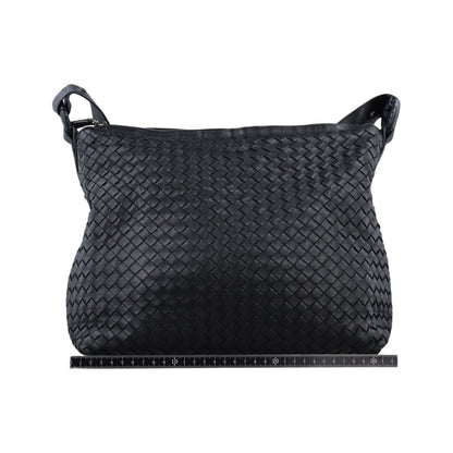 Bottega Veneta Intrecciato Black Lambskin Messenger Bag — view 2