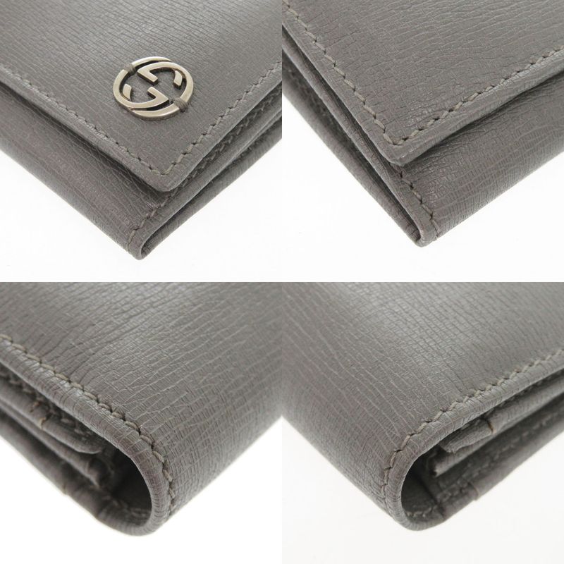 Gucci Interlocking G 256348 Leather Gray Long Wallet 0803 Gucci Men's