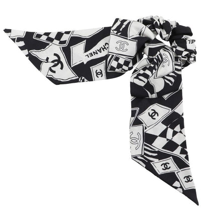 Chanel Chou Chou Coco Mark Logo Ribbon Silk Black/white Women's Other Accessorie
