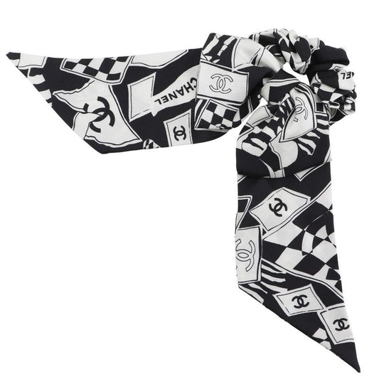 Chanel Chou Chou Coco Mark Logo Ribbon Silk Black/white Women's Other Accessorie