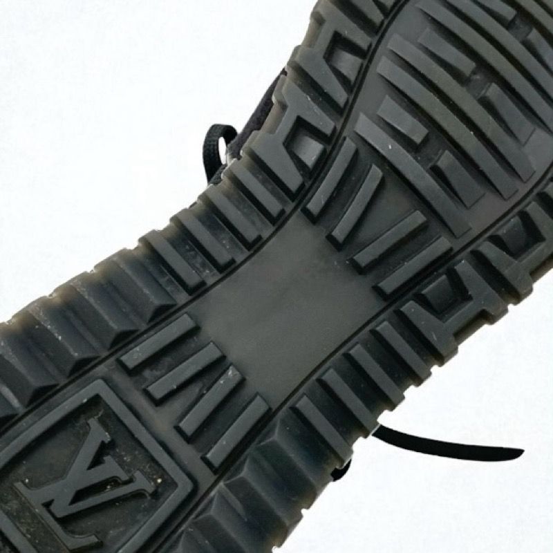 Louis Vuitton Run Away Line Monogram Sneakers Shoes Leather Fabric Suede Black