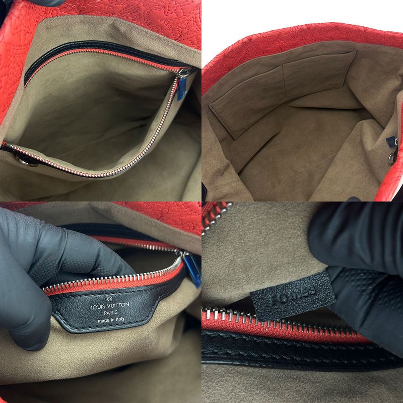 Louis Vuitton Shoulder Bag Hobo GM M93155 Monogram Anthea Leather Red Black One