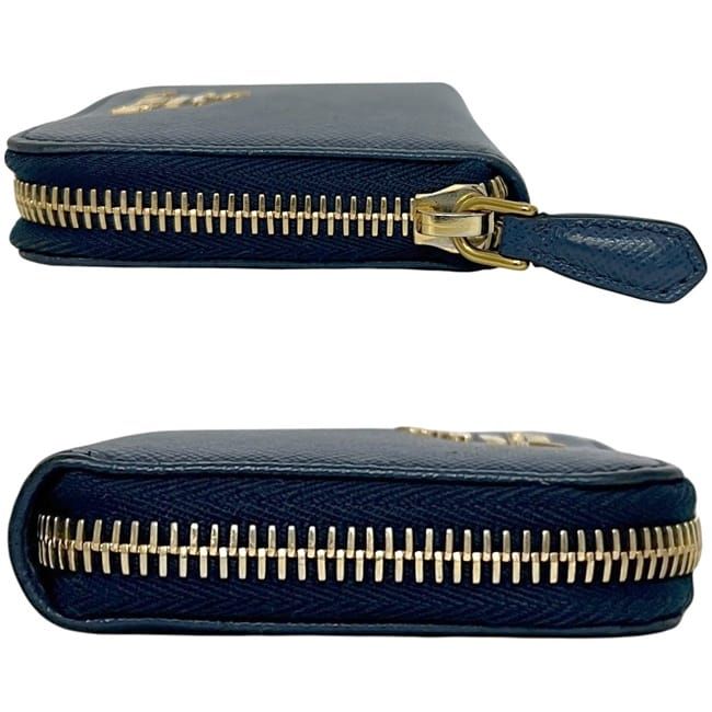 Prada Coin Case Blue Bluette Saffiano Metal