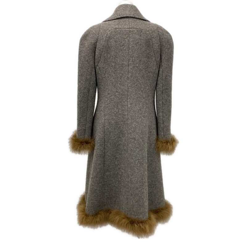 Chanel Coat Size 42 L Women - P09457 Gray Long Sleeves/fur/zip Up/fall/winter