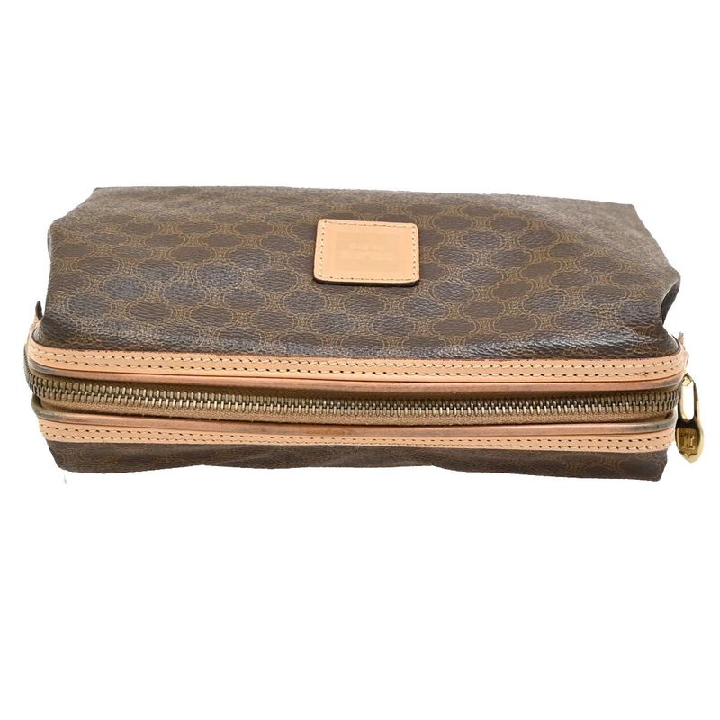 Celine Pouch Macadam PVC Leather Brown 04ka884