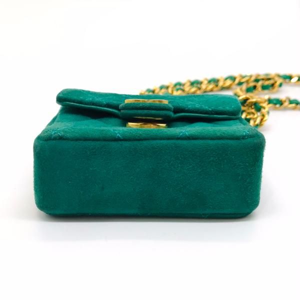 Chanel Suede Mini Chain Shoulder Bag Green