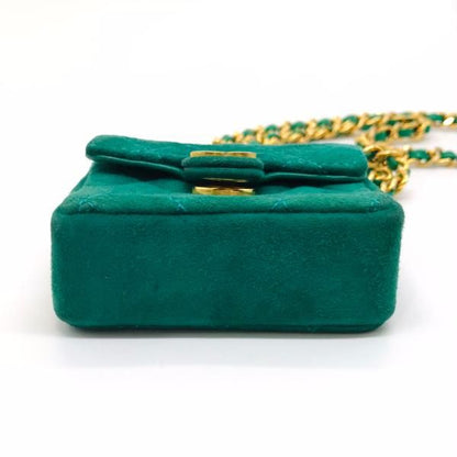 Chanel Suede Mini Chain Shoulder Bag Green