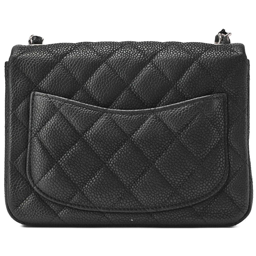 Chanel Shoulder Bag Mini Matelasse Caviar Skin Black Single Flap Turnlock