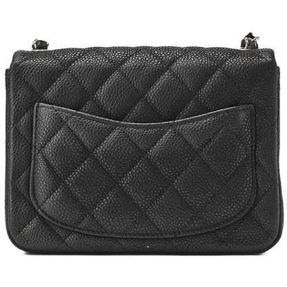 Chanel Shoulder Bag Mini Matelasse Caviar Skin Black Single Flap Turnlock