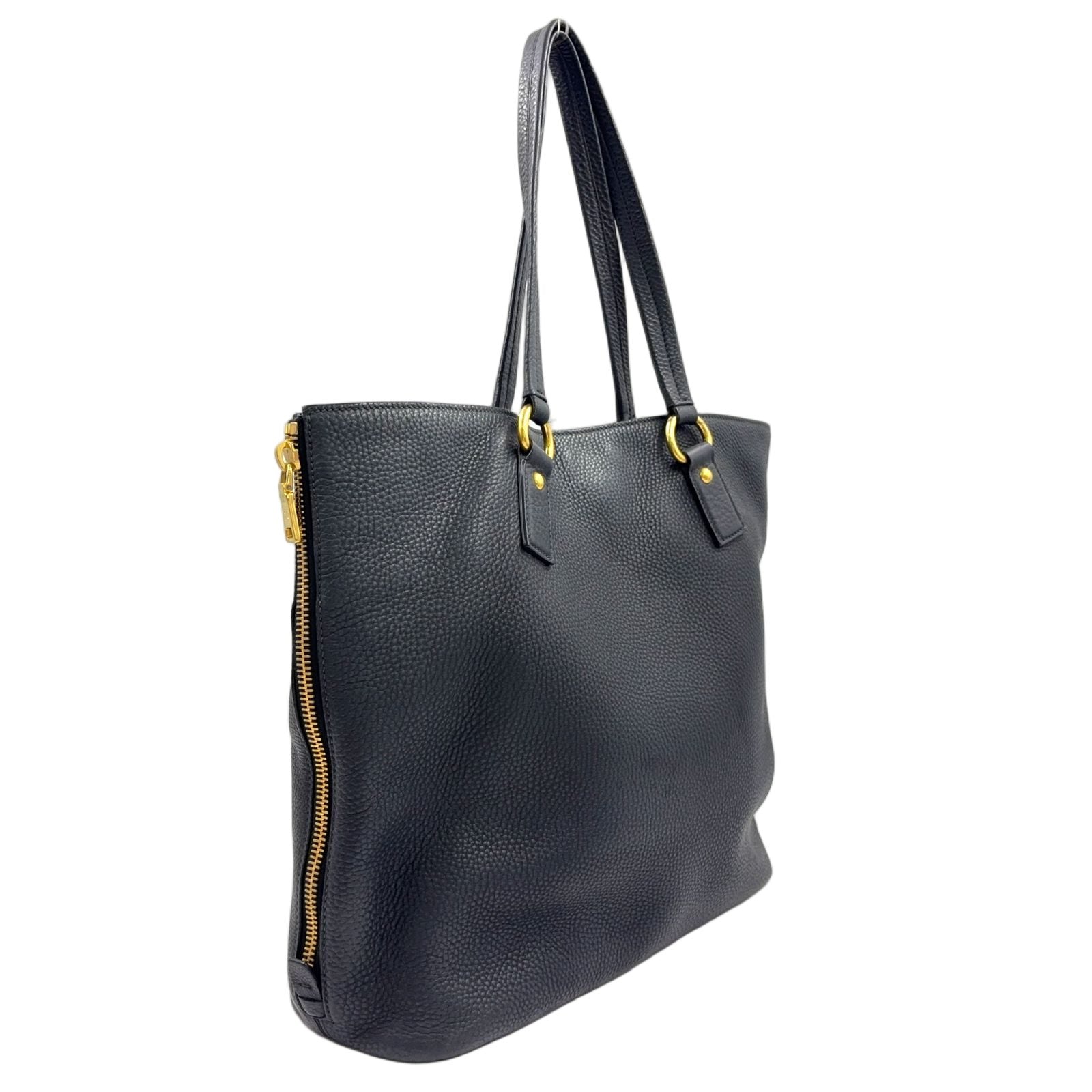 Prada Vitello Daino Leather Black Tote Gold — view 2