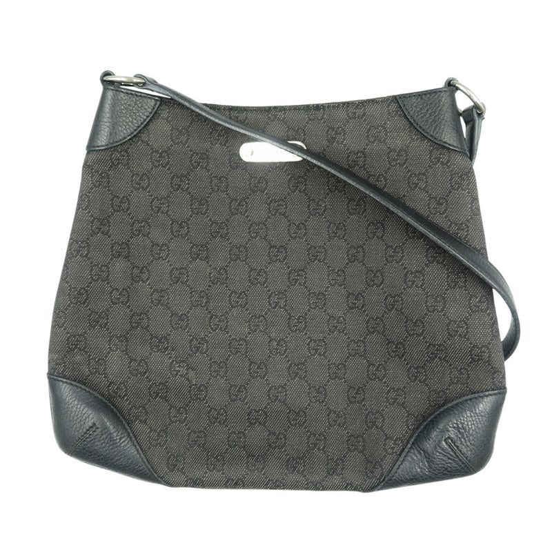 Gucci GG Canvas Silver Hardware Black Shoulder Bag 1087