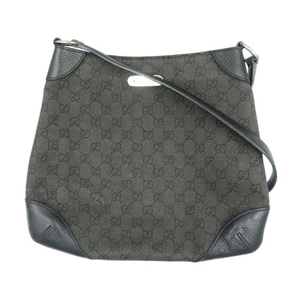Gucci GG Canvas Silver Hardware Black Shoulder Bag 1087