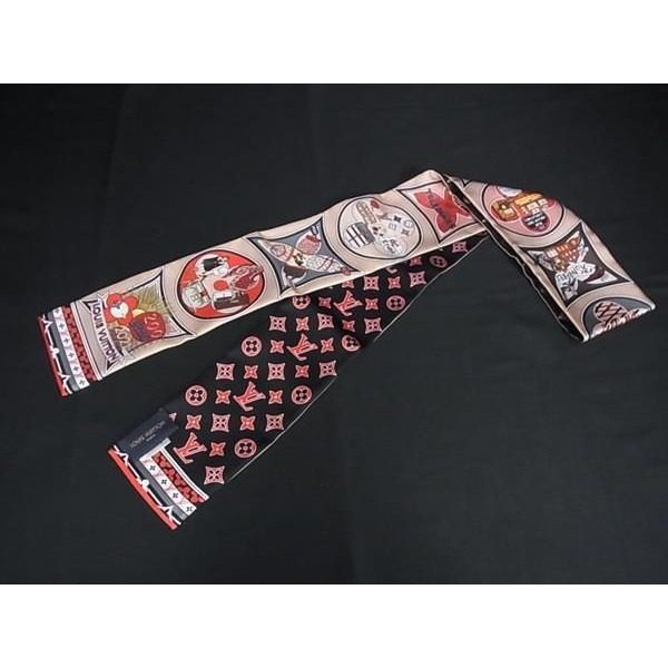 Louis Vuitton Bandeau in a Comic Ribbon Scarf Red Multicolor