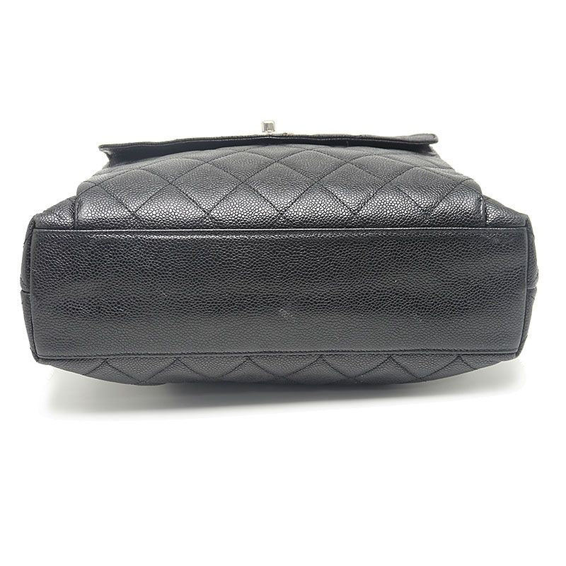 Chanel Chain Tote Bag Caviar Skin Black And Silver Hardware