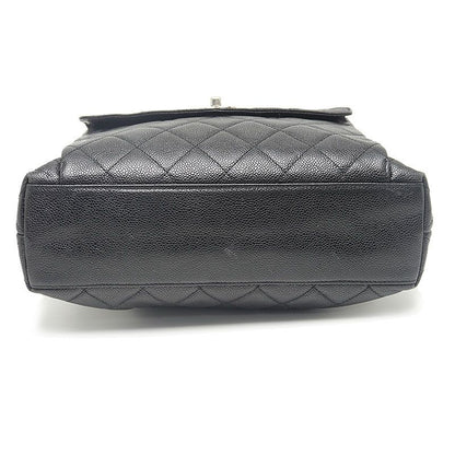 Chanel Chain Tote Bag Caviar Skin Black And Silver Hardware