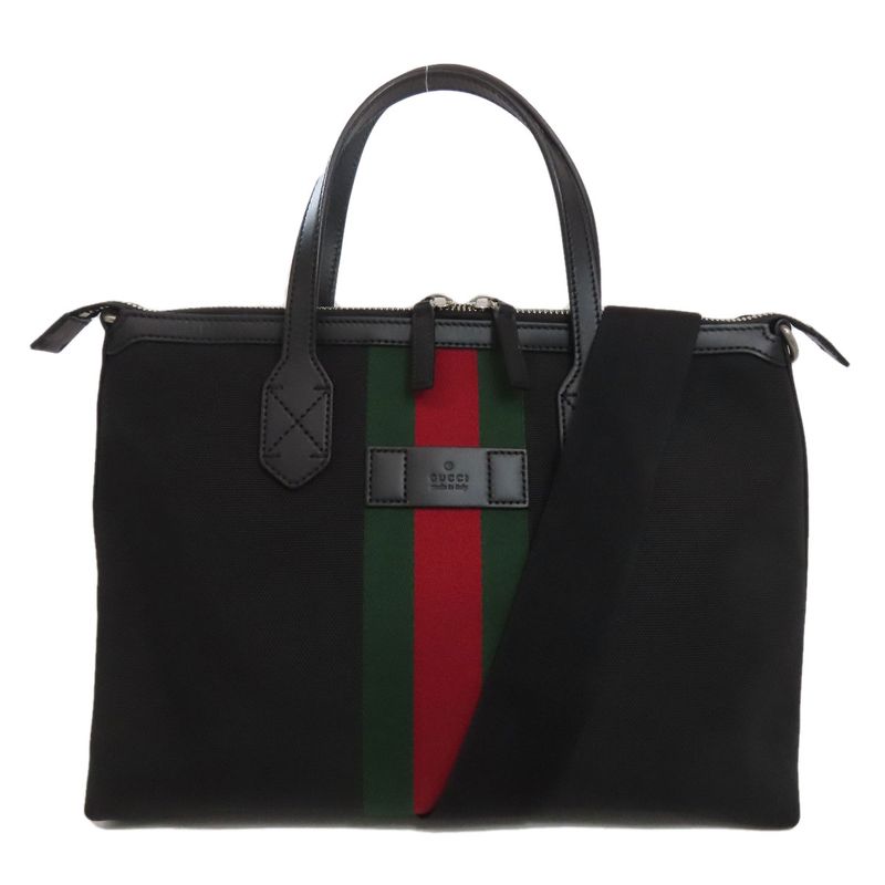 Gucci 630923 Outlet Sherry Line 2WAY Tote Bag Nylon Canvas Leather Women