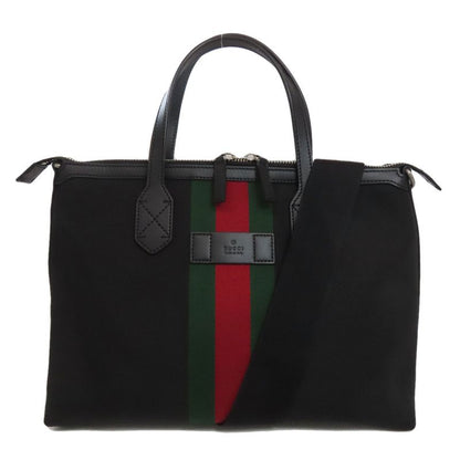 Gucci 630923 Outlet Sherry Line 2WAY Tote Bag Nylon Canvas Leather Women