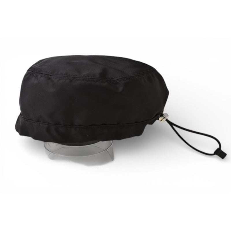 Prada Hat Beret Re-Nylon Triangle Logo Black — view 3