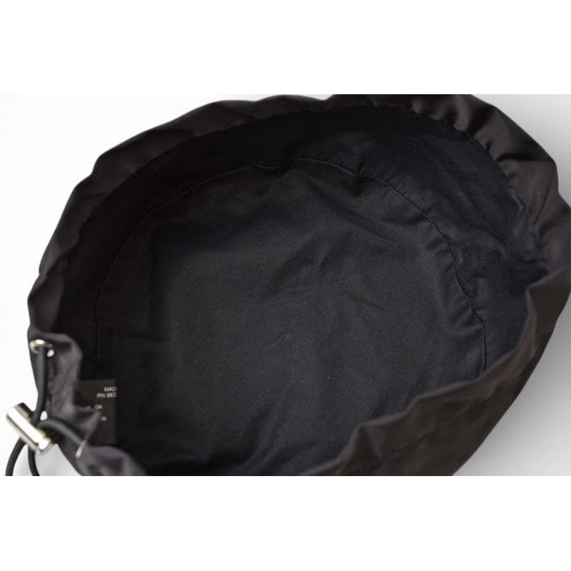 Prada Hat Beret Re-Nylon Triangle Logo Black — view 7