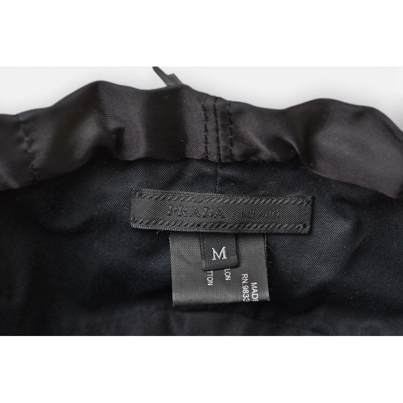Prada Hat Beret Re-Nylon Triangle Logo Black — view 8
