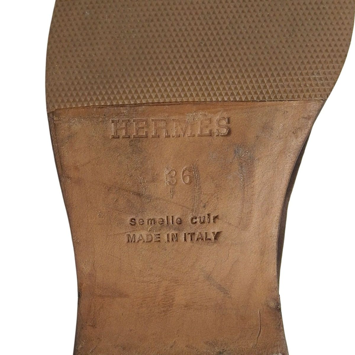 Hermes Constance Silver Hhardware Suede Leather Loafers Flat Shoes Brown 36 — view 8