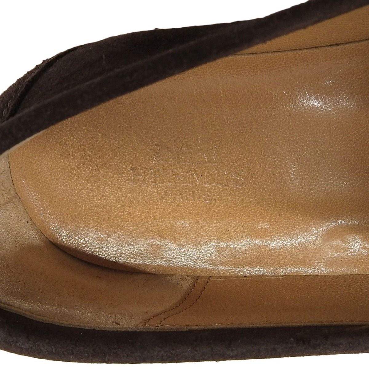 Hermes Constance Silver Hhardware Suede Leather Loafers Flat Shoes Brown 36 — view 9
